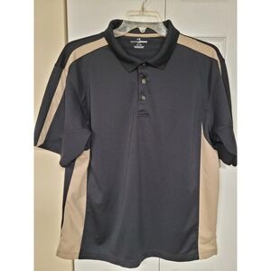 Grand Slam Golf Mens Black Tan Colorblock Performance Polo Shirt Size XL